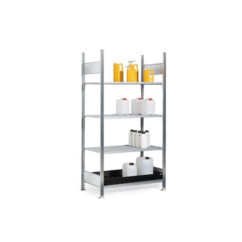 Regal GKG 1040-V pro za nevarne snovi, PE kad, pocinkana rešetka, 1060 x 437 x 2000 mm, osnovna enota