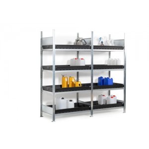 Regal GKW 1060 pro za nevarne snovi, 4 PE pladnji, 1060 x 637 x 2000 mm, osnovna enota