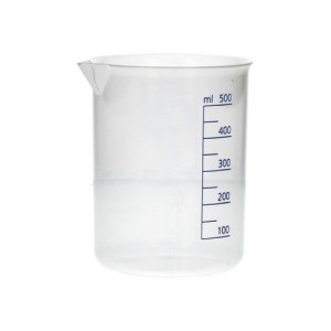 Čaša Griffin iz PP, laboratorijske čaše z natisnjeno modro volumsko lestvico, 500 ml, 12 kosov