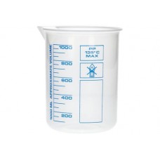 Čaša Griffin iz PP, laboratorijske čaše z natisnjeno modro volumsko lestvico, 1000 ml, 12 kosov