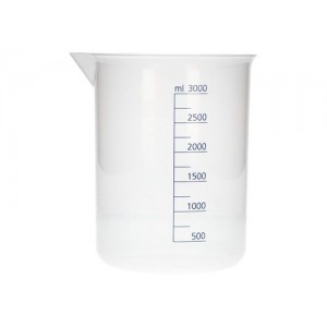 Čaša Griffin iz PP, laboratorijske čaše z natisnjeno modro volumsko lestvico, 3000 ml, 6 kosov