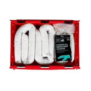 DENSORB komplet veziv za ukrepanje ob razlitju olja, v rdeči zložljivi škatli